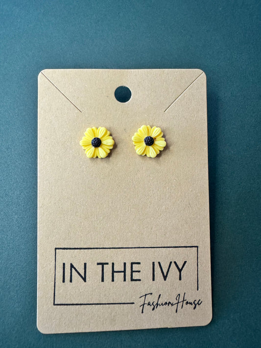 Yellow Daisy Clay Earrings