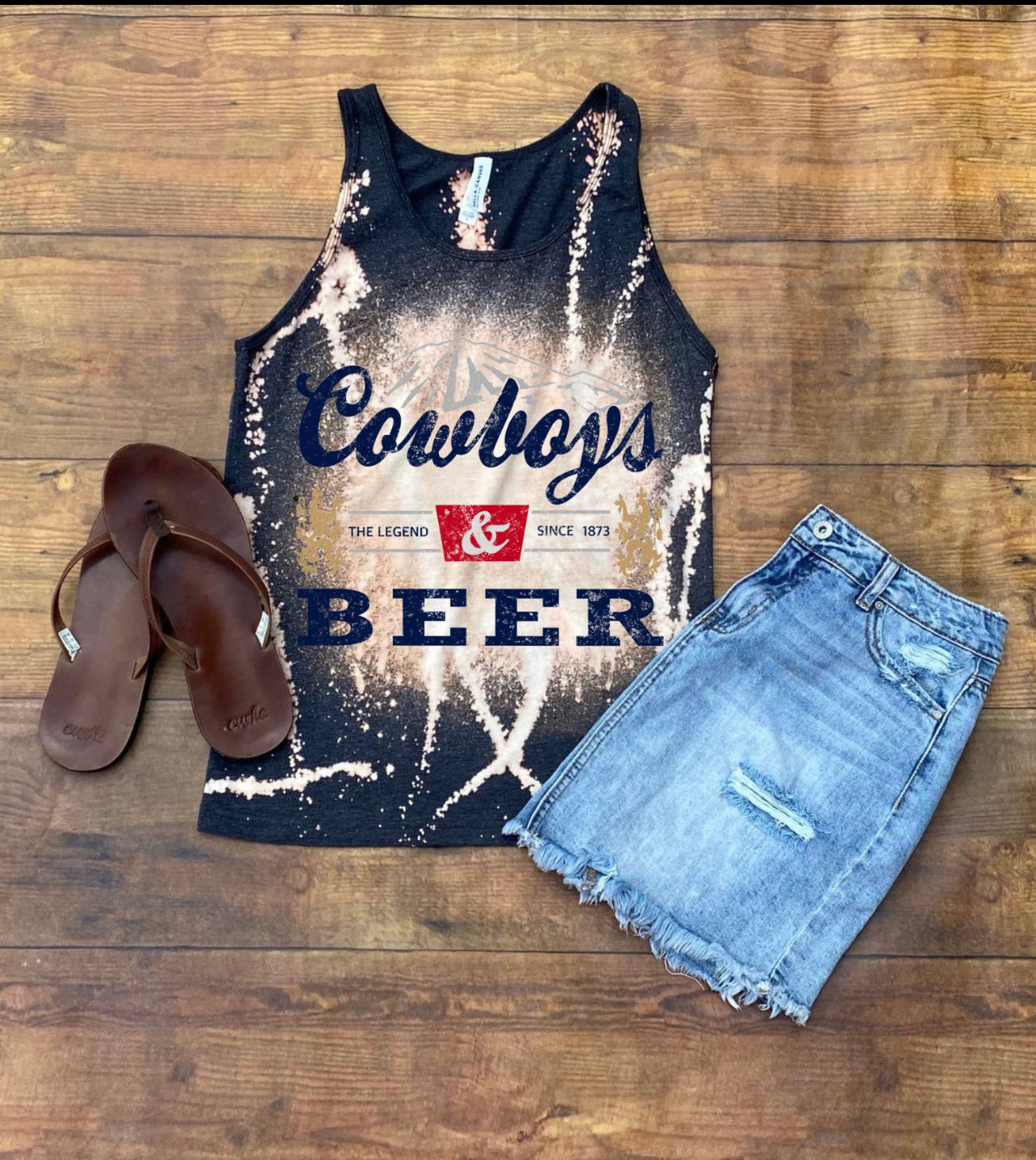 Cowboys & Beer Bleach Wash Tank