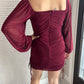Long Sleeve Ruched Mini Dress