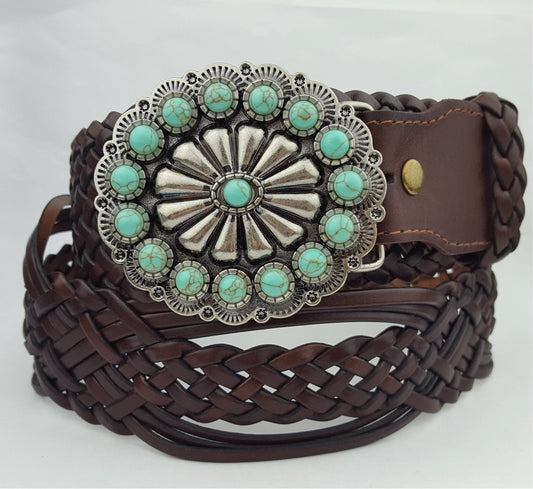 Hand Braided Leather Belt & Buckle